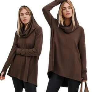 Marcella Firenze Oversized Lightweight French Terry Tunic Sweatshirt - Espresso